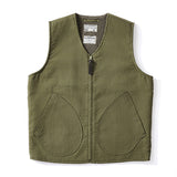 Ilooove - Mens Military  Zipper Vest Jecket  Army Green Canvas  Vest Lamb Cashmere Lining   Men's Thickened Woo Vest  Wear-resistant