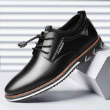 Ilooove Men Dress Shoes Cowhide Leather Shoes Men's Comfortable Low-top British Casual Shoe Platform Shoes Man Formal Shoes