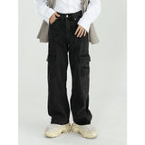Black Clothing Men Autumn Vintage Jeans Washed Loose Wide Leg Pants Straight Cargo Pants Baggy Jeans Denim Jeans Streetwear