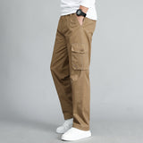 Summer Men&#39;s Khaki Pants Plus Size Straight Fit Big Sizes 5XL Side Pockets Wide Leg Cotton Black Cargo Pants Work Trousers Male