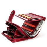 Genuine Leather Wallets Women Men Wallet Short Small RFID Blocking Card Holder Wallets Ladies Red Coin Purse