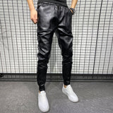 New Winter Thick Warm PU Leather Pants Men Clothing 2023 Simple Big Pocket Windproof Casual Motorcycle Trousers Black Plus Size