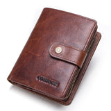 Genuine Leather Wallets Women Men Wallet Short Small RFID Blocking Card Holder Wallets Ladies Red Coin Purse