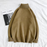 Winter Warm Men's Turtleneck Sweaters Solid Korean Man Casual Knitter Pullovers 2023 Harajuku Male Fleece Sweaters