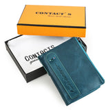 Fashion Genuine Leather Women Wallet Bi-fold Wallets Red ID Card Holder Coin Purse With Double Zipper Small Women's Purse