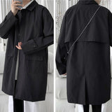 Korean style Cloak Trench Coat Mens Casual Solid Autumn New Fashion Loose Long Overcoat Male High Street Windbreaker Trenchcoat