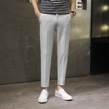 Spring Summer Men's Casual Pants Ankle Length Straight Classic Simplicity Solid Color  Comfortable Male Business Pants