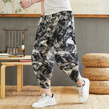 Baggy Cotton Harem Pants Men 2023 Summer Japanese Men Women Hip Hop Plus Size Wide Leg Pants Bloomers Calf-Length Pants Joggers