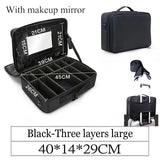 Waterproof Make Up Bag Beautician Toiletry Makeup Case Female Portable Travel Cosmetic Case For Brushes Cosmetic Bag With Mirror