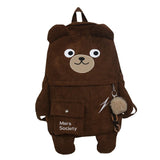 Kawaii Corduroy Bear Backpacks for Cute Women Multi-pockets School Bags Large Capacity Backpack Teenage Girls School Bag Female