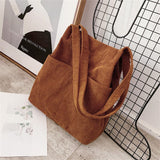 New Corduroy Totes Bag Carry Shoulder Bag  Crossbody Bucket Retro Casual Handbags With Inner Pocket For School Work Beach