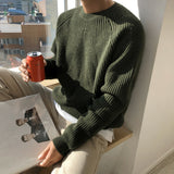 men's wear classic round collar Sweater Korean fashion loose kintted tops for male autumn winter new warm clothes 9Y4243