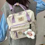 3 In 1 Backpack for Teenage Girl Ring Buckle Portable Travel Shoulder Bag Female Small Schoolbag Badge Woman Rucksack Satchel