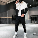 Patchwork Hip Hop Casual Men's Sets 2023 Korean Style 2 Piece Sets Clothes Men Streetwear Fitness Male Tracksuit