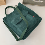 Corduroy Tote Bag for Women Shoulder Bags 2023 Designer Handbags Sturdy Metal Buckle Shopper Messenger School Bag Crossbody Bags