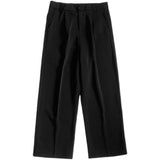 Men Black Casual Pants Straight Ankle-length Wide Leg Drape Streetwear Loose Mens Trousers Plus Size S-3XL New Autumn Pantalones