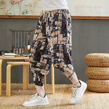 Baggy Cotton Harem Pants Men 2023 Summer Japanese Men Women Hip Hop Plus Size Wide Leg Pants Bloomers Calf-Length Pants Joggers