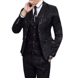 High-end Brand Suit Men Clothing Fashion Business Banquet Wedding Blazers Jacket with Vest and Pants Black / Blue Size 6XL