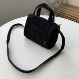 Small Corduroy Tote Bag Designer Handbag with Zipper Shopper Cute Shoulder Crossbody Bags Purses for Women Travel Messenger Bag