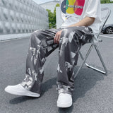 High Street Design Wide Leg Sweatpants for Teen Fashion Summer Trousers Casual Men Clothing Baggy Harem Pants Streetwear