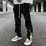 Streetwear Patchwork Cashew Flower Print Cargo Pants Men Women Hip Hop Functional tapered Pant Pocket Side Zip Cargo Trousers