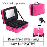 Waterproof Make Up Bag Beautician Toiletry Makeup Case Female Portable Travel Cosmetic Case For Brushes Cosmetic Bag With Mirror