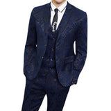 High-end Brand Suit Men Clothing Fashion Business Banquet Wedding Blazers Jacket with Vest and Pants Black / Blue Size 6XL