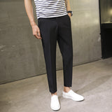 Spring Summer Men's Casual Pants Ankle Length Straight Classic Simplicity Solid Color  Comfortable Male Business Pants