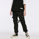 Hip Hop Cargo Pants Ribbons Men Black Streetwear Harajuku Techwear Tactical Pants Trousers Harem Joggers Sweatpants Punk