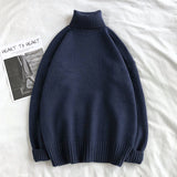 Winter Warm Men's Turtleneck Sweaters Solid Korean Man Casual Knitter Pullovers 2023 Harajuku Male Fleece Sweaters