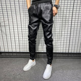 New Winter Thick Warm PU Leather Pants Men Clothing 2023 Simple Big Pocket Windproof Casual Motorcycle Trousers Black Plus Size