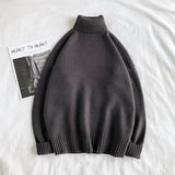 Winter Warm Men's Turtleneck Sweaters Solid Korean Man Casual Knitter Pullovers 2023 Harajuku Male Fleece Sweaters