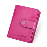 Genuine Leather Wallets Women Men Wallet Short Small RFID Blocking Card Holder Wallets Ladies Red Coin Purse