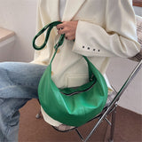 Luxury Designer Women's Hobos Sac PU Leather Shoulder Crossbody Bags for Women New Fashion Female Half Moon Handbags Green