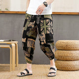 Baggy Cotton Harem Pants Men 2023 Summer Japanese Men Women Hip Hop Plus Size Wide Leg Pants Bloomers Calf-Length Pants Joggers