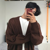 Men's Wear Knitted Sweater Loose V-neck Single-breasted Solid Color Knitted Cardigan Coat 2023   Autumn New 9Y3266