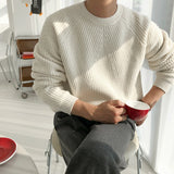 men's wear classic round collar Sweater Korean fashion loose kintted tops for male autumn winter new warm clothes 9Y4243