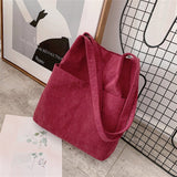 New Corduroy Totes Bag Carry Shoulder Bag  Crossbody Bucket Retro Casual Handbags With Inner Pocket For School Work Beach