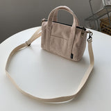 Small Corduroy Tote Bag Designer Handbag with Zipper Shopper Cute Shoulder Crossbody Bags Purses for Women Travel Messenger Bag