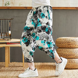 Baggy Cotton Harem Pants Men 2023 Summer Japanese Men Women Hip Hop Plus Size Wide Leg Pants Bloomers Calf-Length Pants Joggers