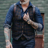 spring and autumn men's brand new hot British style European and American Plaid vest men's