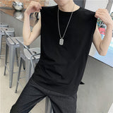 Tank Tops Men Solid Basic Simple Oversized Casual Sleeveless Tees All-match Fashion Korean Style Classic Loose Ulzzang Fitness