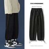 Spring New Men&#39;s Baggy Straight Leg Sweatpants Korea Style Fashion Wide-leg Pants Casual Trousers Male Black White Light Grey