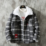 Hot Sale New Winter Plaid Cotton Coat Casual Fashion Warm Men&#39;s Comfortable Jacket Black White Asian Size Large Size 5XL