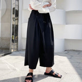 2023 New Summer Loose Wide Leg Pants For Men Japan Korean Trend Temperament Fashionable Black Ankle Length Pants 9Y6986