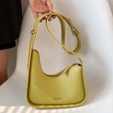 Luxury Crossbody Bags For Women Leather Lemon Color Shoulder Bag Women Casual Satchels Wide Straps Fashion Bag Handbag
