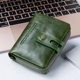 Wallet Women Zipper Genuine Leather Short Wallets Quality Coin Purse Women Hasp Button Purse With Credit Cards Holder