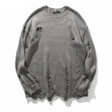 Wash Hole Ripped Knit Unisex Sweaters Men Streetwear Hip Hop Pullovers Jumper Fashion Oversized All-match Women Winter Clothes