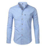 Mens Plaid Cotton Casual Dress Shirts Slim Fit Long Sleeve Button Down 2023 Fashion Men Work Business Brand Shirt Chemise Homme