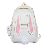 Cute Rabbit Young Girl School Backpack Female Large Capacity Kawaii Back Pack Mochila Pink Women Bagpack Nylon Cartoon Schoolbag